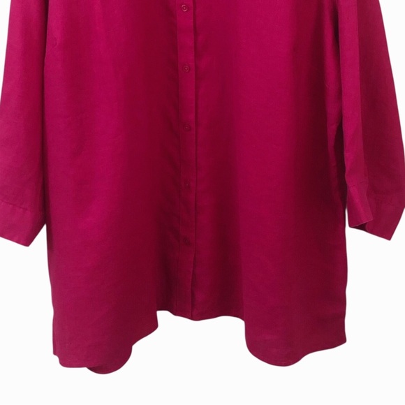 Coldwater Creek | NEW Linen Button Up Long Sleeve Fuschia Pink Shirt  2X - Picture 3 of 12